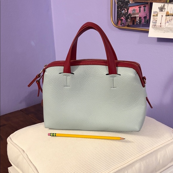 Kate Spade Sky Blue and Crimson Satchel - Picture 2 of 4